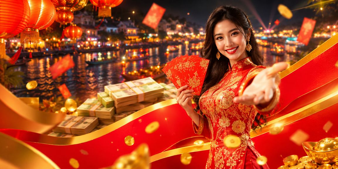 Phong bì đỏ và đèn lồng mùa lễ hội tại vùng sông Mekong