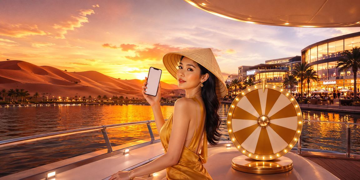 Người dùng tham gia quay thưởng trực tuyến tại bãi biển Mũi Né
